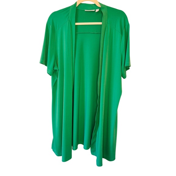 Susan Graver Size XL Liquid Knit Short Sleeve Open Cardigan Kimono Kelly Green - Picture 1 of 4